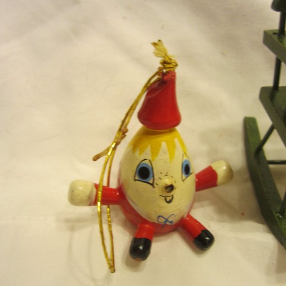 VTG 60'S SET OF 3 WOODEN ORNAMENTS, VERY CUTE - Picture 2 of 8